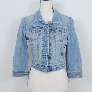 BDG Faded Blue Denim Size Small Cropped Button Front Jacket